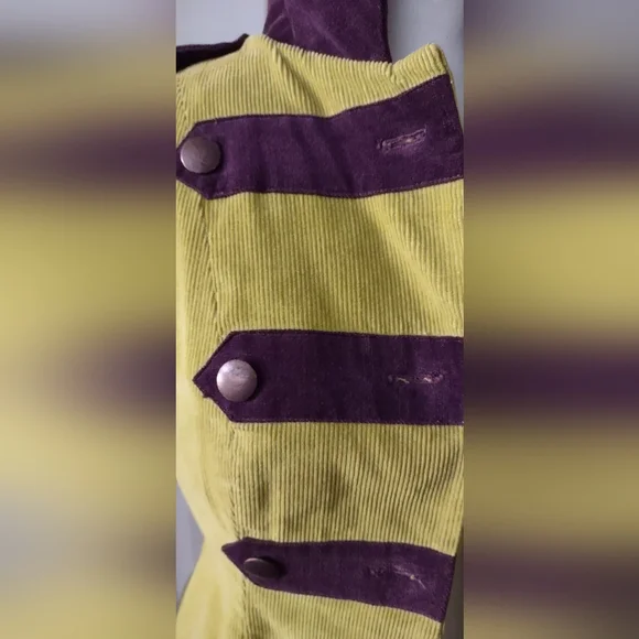 Upcycled One of A Kind Corduroy and Velvet lined Jacket with Sequin Detail - Picture 3 of 5